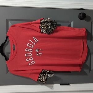 Gameday Couture NWOT UGA XXL cheetah ruffle sleeve t shirt
